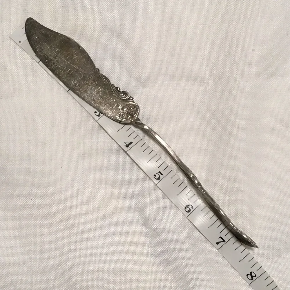Vintage Silver Plate Master Butter Knife Rogers & Son Ornate Floral Shell 7.5